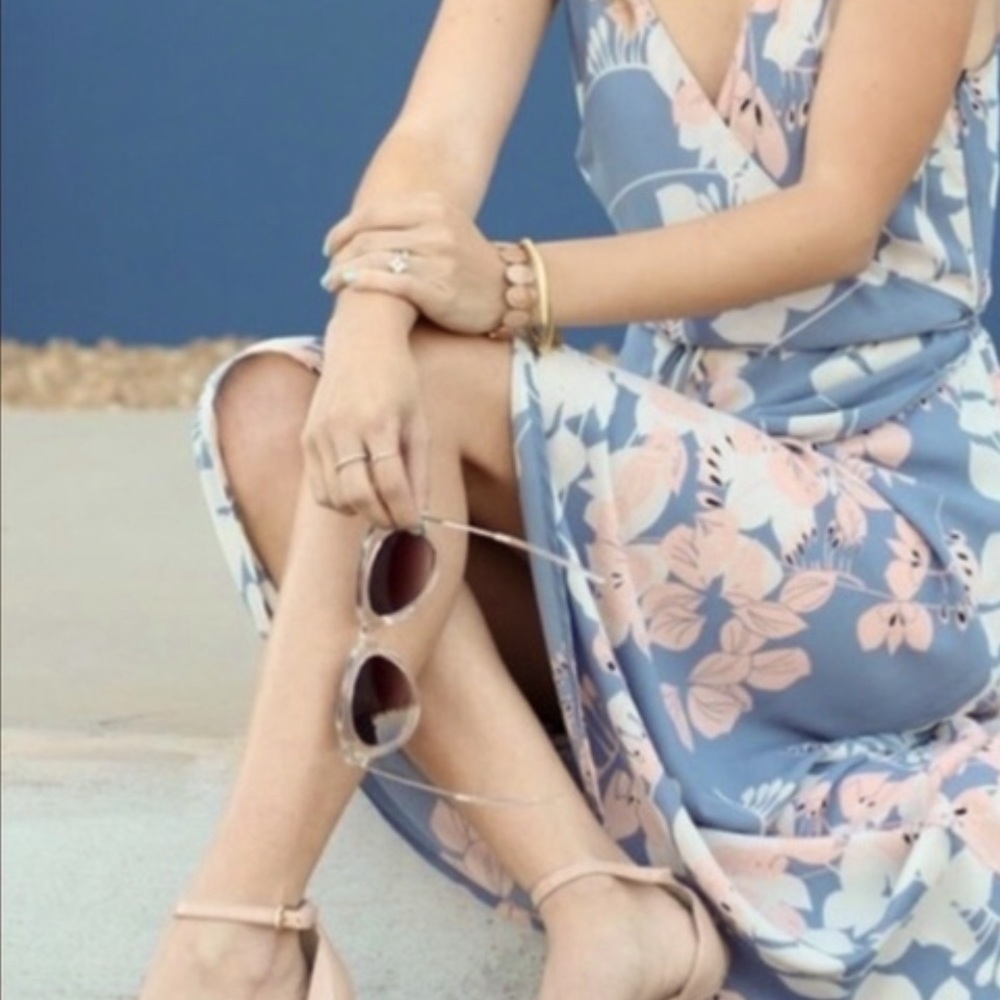 ASTR Floral Midi High Low Wrap Dress